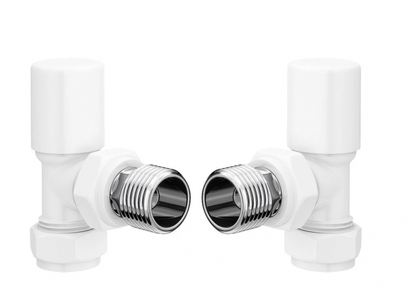 Radiator Valves Man. Round | Angled | White